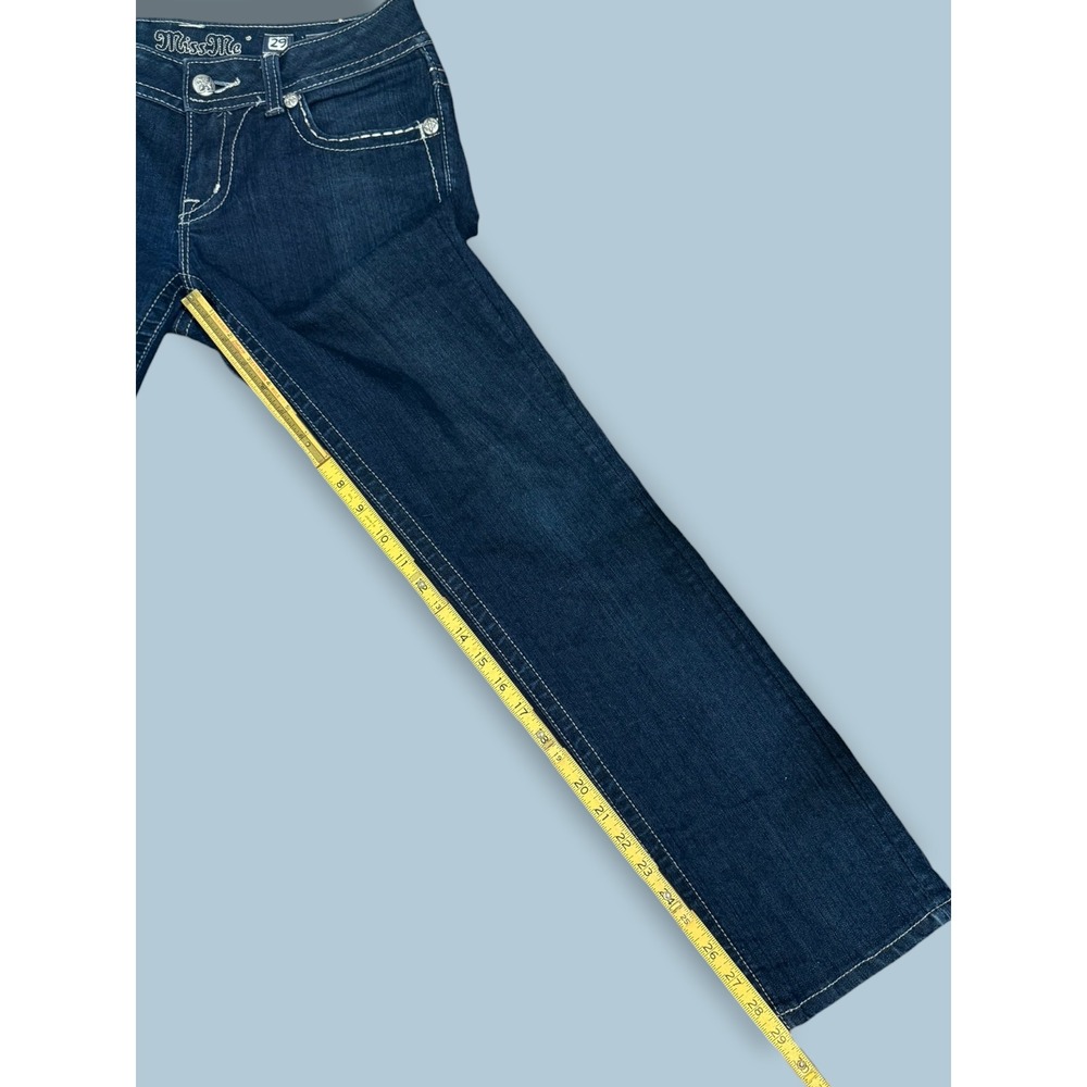 Miss Me Dark Wash Embellished Low rise Cropped Skinny Jeans - JES758Y3 - Size 29 - Picture 4 of 14